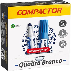 Pincel quadro branco qb recarregavel azul - compactor (cx.c/12)