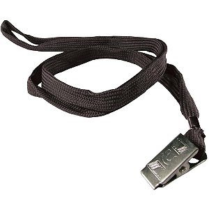 Cordao para cracha tecido preto c/presilha jacare - kit (pct.c/10)