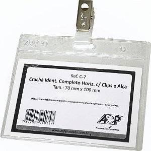 Cracha com presilha cristal horiz.c/clips - acp (pct.c/50)
