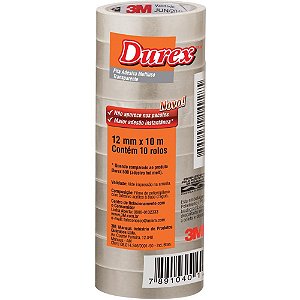 Fita adesiva durex transparente 12mmx10m. - 3m (pct.c/10)