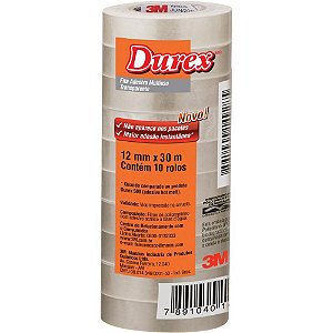 Fita adesiva durex transparente 12mmx30m. - 3m (pct.c/10)