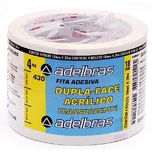 Fita dupla face polipropileno 18mmx30mts. - adelbras (pct.c/04)