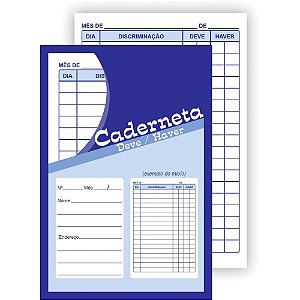 Caderneta deve/haver flexivel 16f - tamoio (pct.c/50)