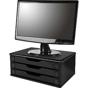 Suporte para monitor 3gavetas 39x26x16 mdf black pi - souza (unidade)