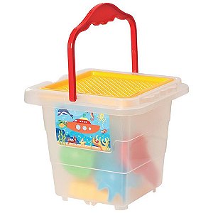 Baldinho de praia menino com moldes e pa - merco toys (unidade)