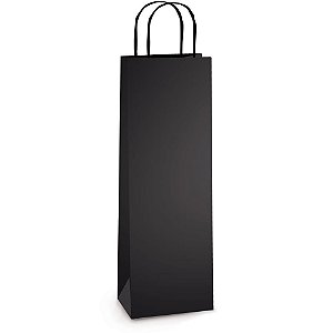 Embalagem para garrafa sacola preta fosca 35x13x8cm - cromus (pct.c/10)