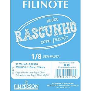 Bloco para rascunho c/picote s/pauta 112x156 50fl - filiperson (pct.c/10)