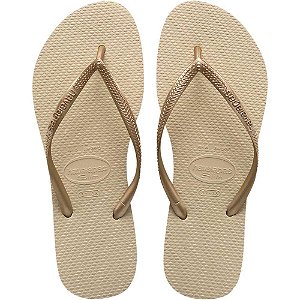Chinelo havaianas feminino slim 35/6 areia/dourado - havaianas (par)