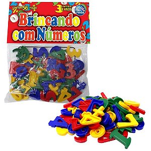 Brinquedo pedagogico brincando com numeros 56 pcs - pais e filhos (unidade)