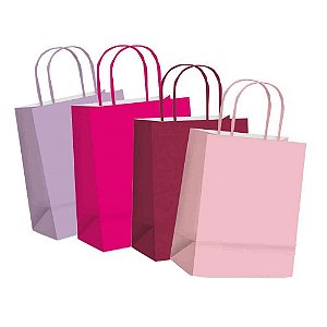 Sacola para presente lisa cores sortidas p 21,5x15x8cm - cromus (pct.c/10)