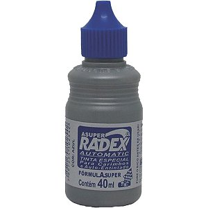 Tinta para carimbo 40ml azul automatico - radex (cx.c/12)