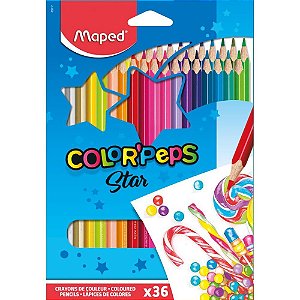 Lapis de cor triangular color peps 36 cores - maped (estojo)