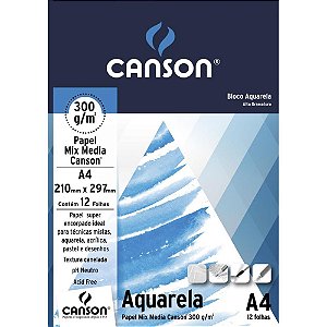 Bloco para educacao artistica aquarela branco a4 300g 12f - canson (bloco)