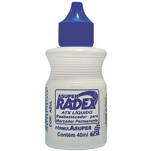 Tinta marcador permanente reabastecedor 40ml azul - radex (cx.c/12)