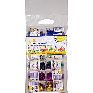 Lantejoula metalizada kit 6 cores sort 6mm potes 3g. - lantecor (pct.c/12)