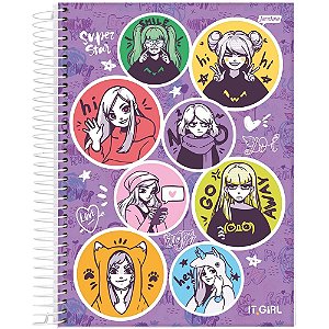 Caderno 10x1 capa dura it girl 200fls. - jandaia (pct.c/04)