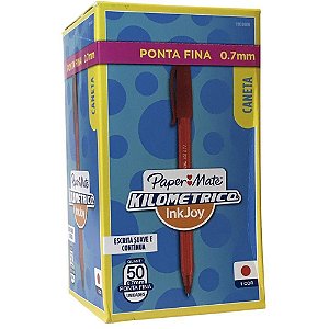 Caneta esferografica kilometrica 100 fina vermelha - paper mate (cx.c/50)