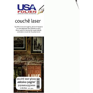 Papel a4 couche laser glossy adesivo 90g - usa folien (pct.c/10)
