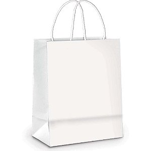 Sacola para presente lisa branca m 26x19x9cm. - cromus (pct.c/10)