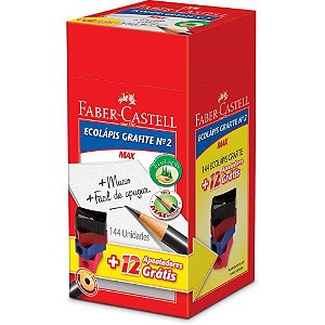 Lapis preto redondo ecolapis 1205 +12 apont.gratis - faber-castell (cx.c/144)