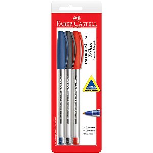Caneta esferografica trilux 1.0mm ct.c/3 cores - faber-castell (cx.c/24)