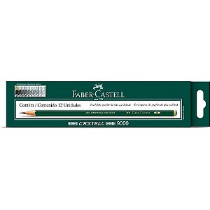 Lapis preto tecnico 9000 8b preto/macio - faber-castell (cx.c/12)