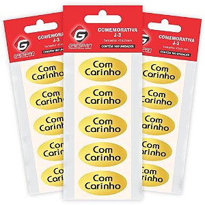 Etiqueta para presente com carinho oval dourado - grespan (ct.c/100)