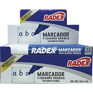 Pincel quadro branco recarregavel azul - radex (cx.c/12)