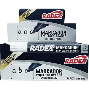 Pincel quadro branco recarregavel preto - radex (cx.c/12)