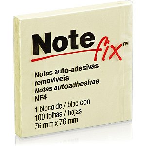 Bloco de recado autoadesivo notefix 100f. 76mmx76mm amarel - 3m (unidade)