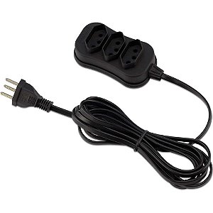 Extensao eletrica tripolar 3m 3 entradas preta - force line (unidade)