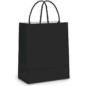 Sacola para presente lisa preta p 21x15x8cm - cromus (pct.c/10)