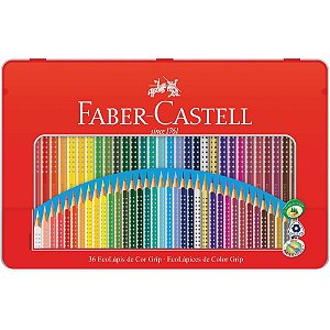 Lapis de cor triangular ecolapis grip 24cores lata - faber-castell (pct.c/06)