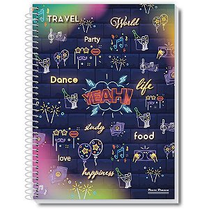Caderno espiral 1/4 capa dura uau feminino 48fls. - pauta branca (pct.c/10)