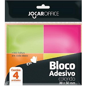 Bloco de recado autoadesivo jocar neon 38x50 100fls. - leonora (bl.c/04)