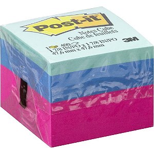 Bloco de recado post-it neon cubinho 4,75x4,75cm 400f. - 3m (unidade)