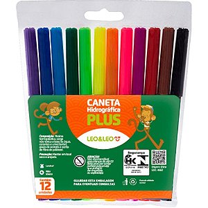 Caneta hidrografica leo e leo 12 cores plus - leonora (pct.c/12)