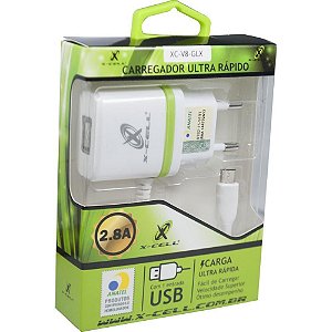 Carregador celular de parede v8 micro ultra rapido 2.8a - flex (unidade)
