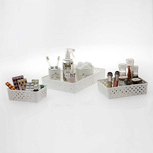 Cesta organizadora ratam c/03pcs branco - paramount (kit)