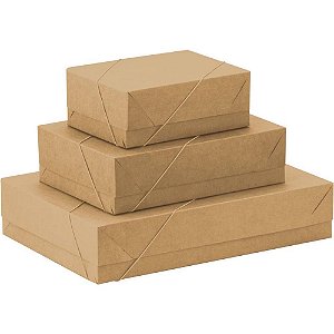 Caixa para presente com tampa kraft gd 35x25,5x7,5 elast. - cristina (pct.c/10)