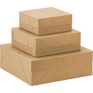 Caixa para presente com tampa kraft pq 16x16x7 elast. - cristina (pct.c/10)