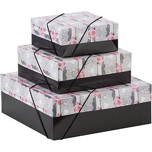 Caixa para presente com tampa pq 16x16x7 elast. estampada - cristina (pct.c/20)