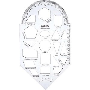 Regua plastica geometria gabarito cristal - maxcril (pct.c/10)