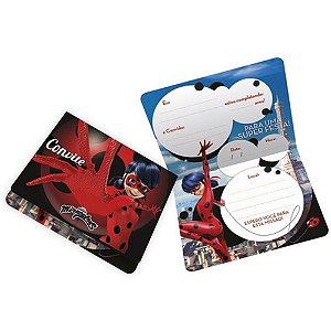 Convite de aniversario ladybug r.552 c/8un - regina festas (pct.c/12)