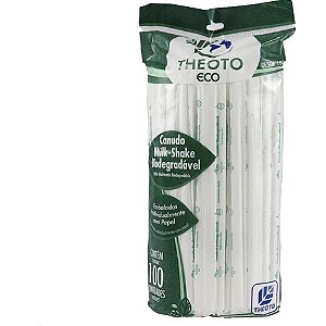 Canudo biodegradavel 8x21cm milk shake emb.individu - theoto (pct.c/100)