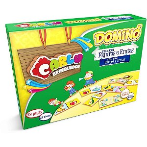 Domino figuras/frutas em madeira 28pc - carlu (unidade)