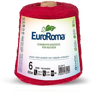 Barbante colorido 600g 4/6 fios 610m vermelho - euroroma (unidade)
