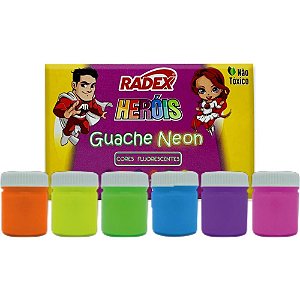Tinta guache 015ml neon asuper 06 cores - radex (estojo)