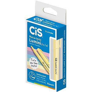 Caneta marca texto cis lumini amarelo pastel - sertic (cx.c/12)