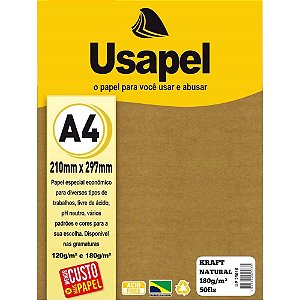 Papel kraft folha usapel kraft natural a4 180g. - filiperson (pct.c/50)